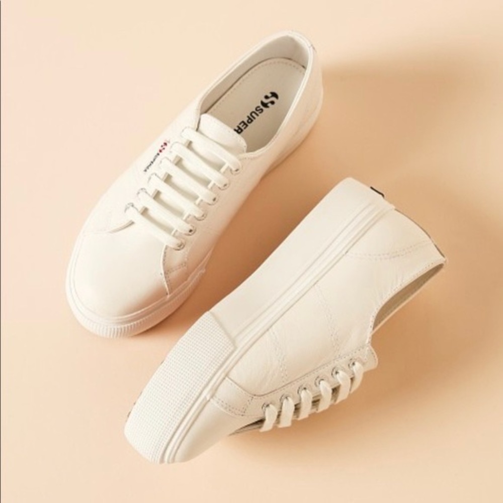 Superga Cream Platform Sneakers